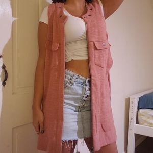 free people lightweight pink sweatervest